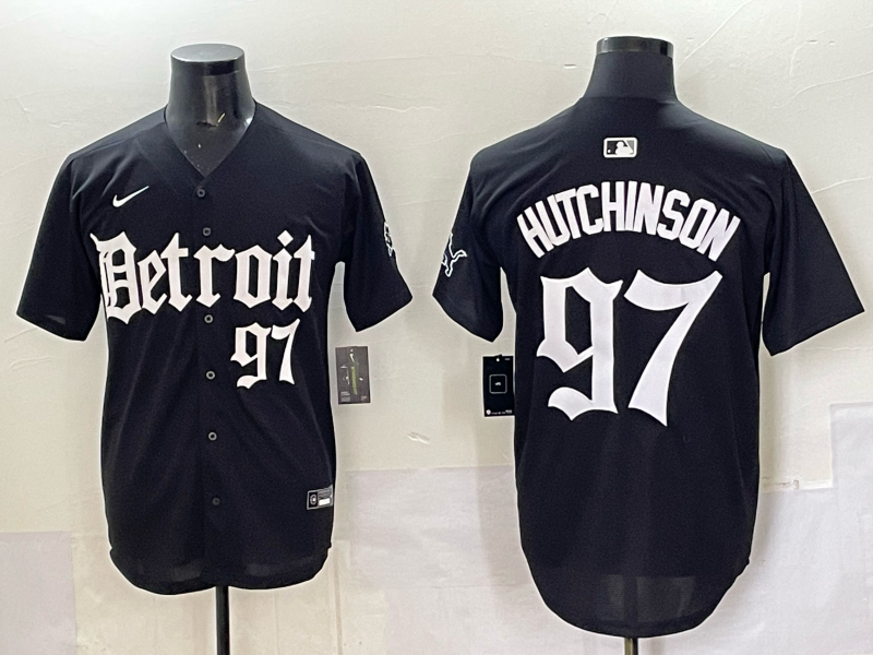 Men 2025 Detroit Lions #97 Hutchinson Black NFL jersey 0012->detroit lions->NFL Jersey